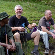 Raymond, Alfred and Tommy making a short rest on the way to Mirikamba hut